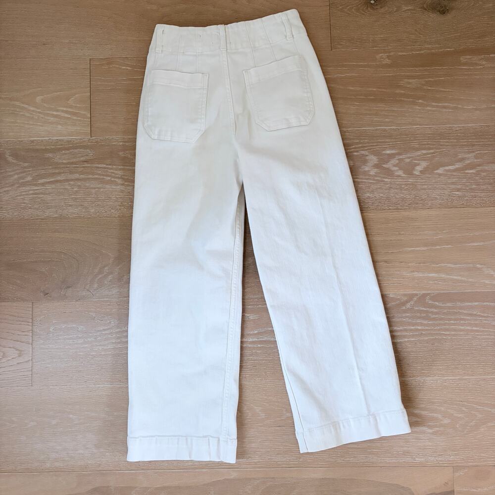 Anthropologie Maeve Colette High-Rise Wide-Leg Cropped Jeans White sz 26 - Picture 3 of 5